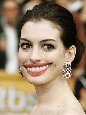 Miss Hathaway and mouth. Plus, what is it with Anne Hathaway's left eye?